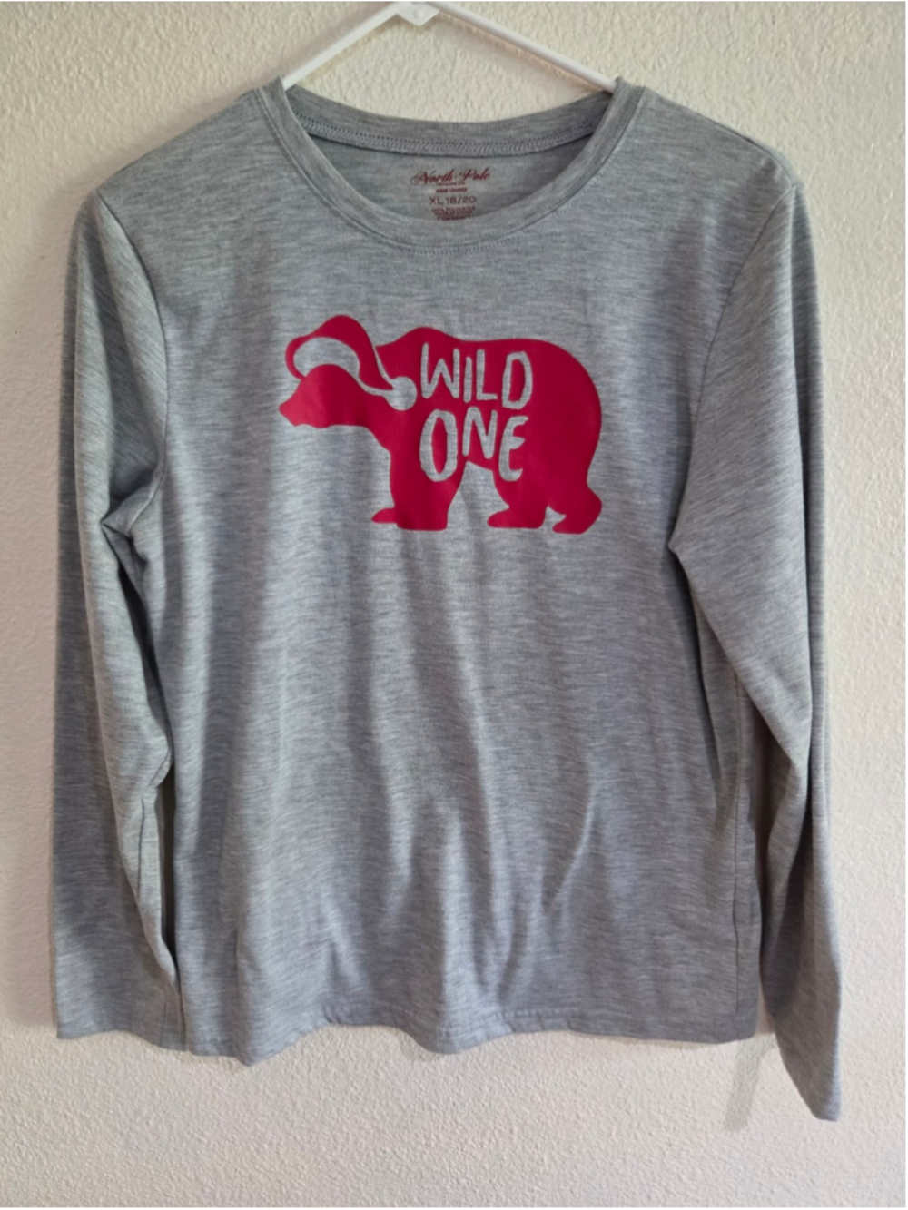 North Pole Trading Co. Kids XL 18/20 Gray Long Sleeve Wild One Bear T-Shirt